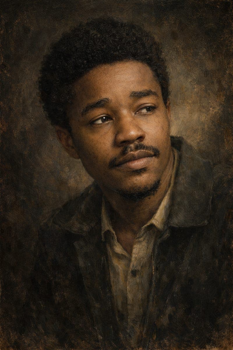 Painterly portrait of Emmanuel against a dark background